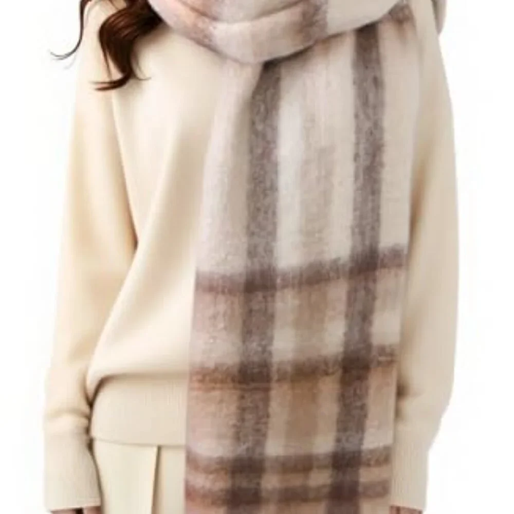 Oversized Chunky Mohair Scarf Shawl Wrap 90x16 Inches Cashmere Feel